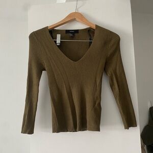 Olive color long sleeve knit sweater top